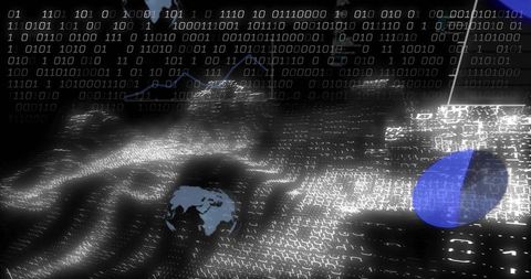 Global digital data flow with binary code overlays