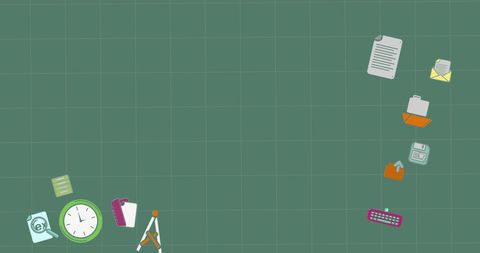 educational icons on green background symbolizing learning and technology - Download Free Stock Images Pikwizard.com