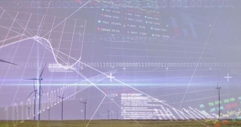 Digital Graphs and Wind Turbines Illustrating Renewable Energy - Download Free Stock Images Pikwizard.com