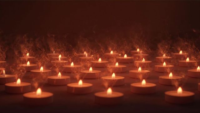 Tealight Candles Radiating Warm Serenity with Rising Smoke