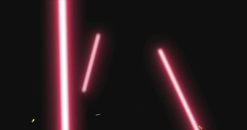 Glowing Red Neon Lines with Golden Confetti on Black Background - Download Free Stock Images Pikwizard.com