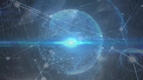 Digital Globe with Connected Global Networks and Lights