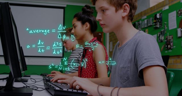 Students Solve Math Problems on Computers in Classroom - Download Free Stock Images Pikwizard.com