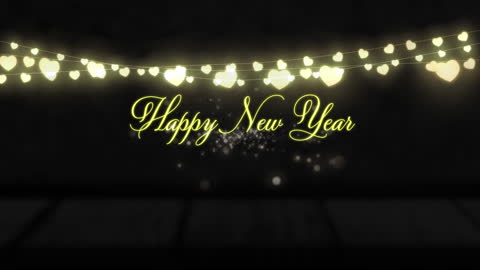 Happy New Year Celebration with Heart Lights String