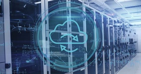 Cloud computing infrastructure in data center with servers