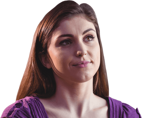 smiling caucasian woman looking upwards on transparent background - Download Free Stock Videos Pikwizard.com