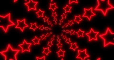 Hypnotic Neon Red Stars in a Radiating Pattern