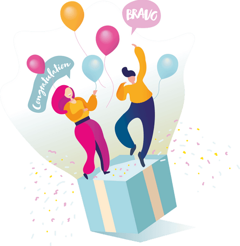 Celebratory Surprise Box with Joyful Characters on Transparent Background - Download Free Stock Videos Pikwizard.com