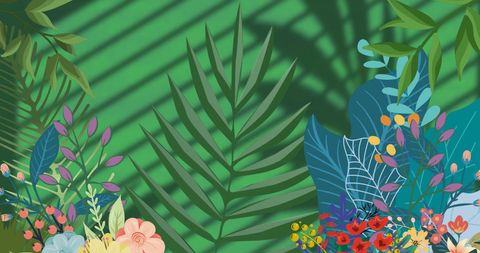 Tropical Floral Arrangement with Leaf Shadows - Download Free Stock Images Pikwizard.com