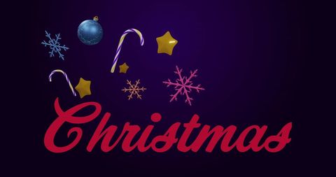 Festive Christmas Greetings with Decorations on Purple Background