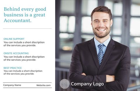 Businessman Promotes Accounting Excellence in Professional Template - Download Free Stock Templates Pikwizard.com