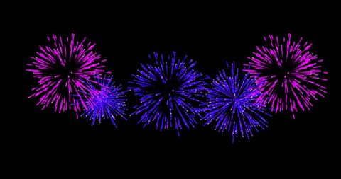 Vibrant Pink and Purple Fireworks Lighting Up Night Sky