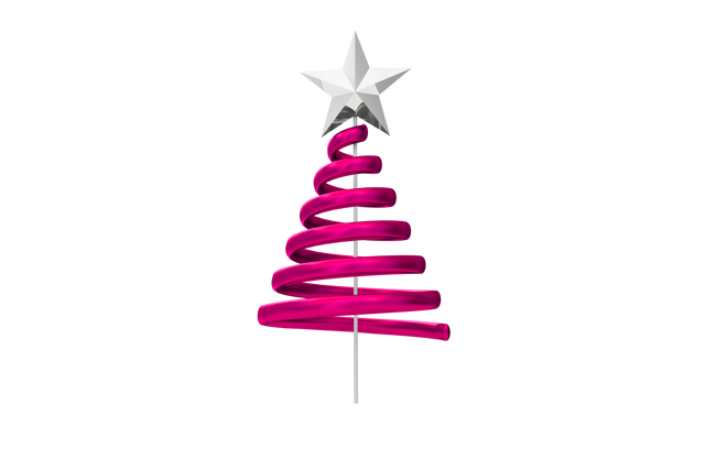 Transparent Pink Spiral Christmas Tree Design with White Star Topper - Download Free Stock Videos Pikwizard.com