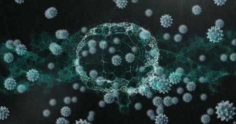 Digital Representation of Coronavirus Particles on Dark Background