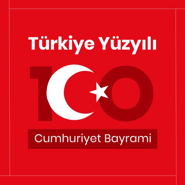 Türkiye Cumhuriyet Bayram? 100th Anniversary Celebration Graphic on Red Background - Download Free Stock Templates Pikwizard.com