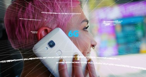 Caucasian Woman Discussing 6G Technology on Smartphone - Download Free Stock Images Pikwizard.com