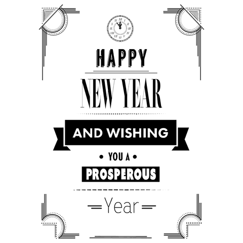 Happy new year text design on transparent background