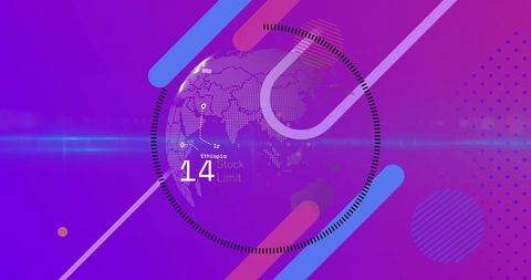 Global data processing on vibrant purple background concept