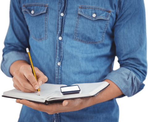 man in denim writing with pencil on transparent background - Download Free Stock Videos Pikwizard.com