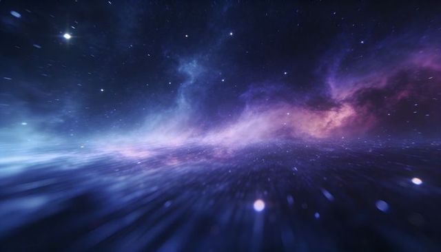 Glowing Nebula Stretching Across Deep Space with Radiant Star Trails and Motion