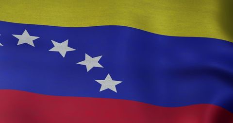 Close-Up of Waving Venezuelan Flag Symbolizing Patriotism