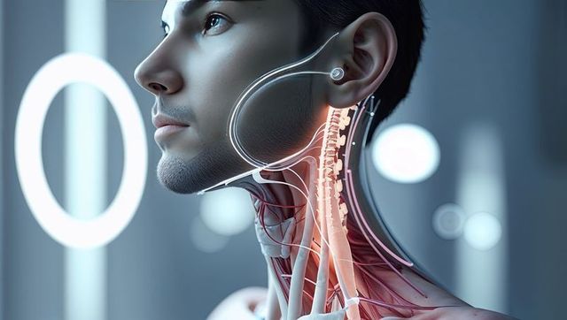 Futuristic visualization of cervical spine anatomy in detail