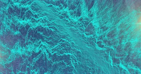 Dynamic Abstract Digital Blue Waves on Black Background