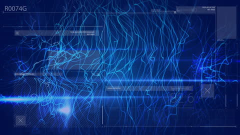 Abstract Light Trails Floating Over Digital Interface