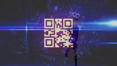 High-Tech Soccer Play and Neon QR Code Art