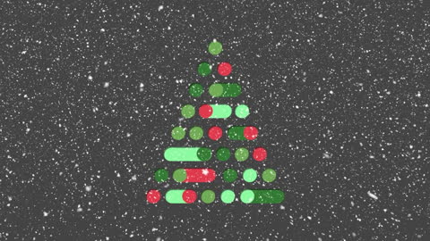 Digital Animation of Snowy Christmas Tree Scene