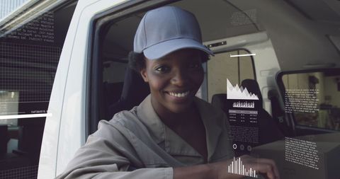 Digital Transformation in Logistics with African American Woman Driver