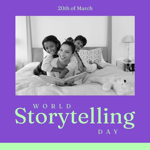 Happy Family Celebrating World Storytelling Day in Bedroom
