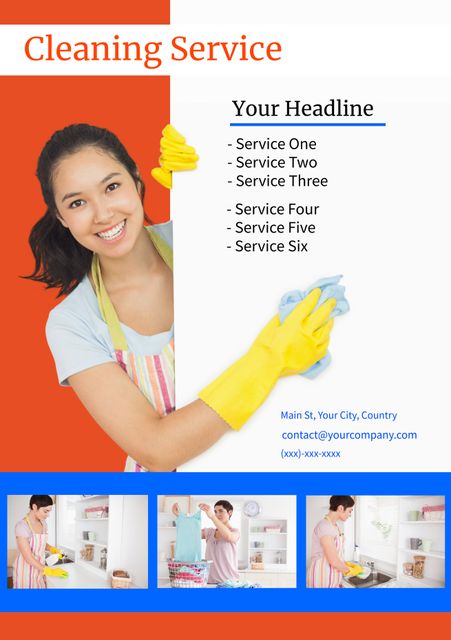 Smiling Worker Promotes Professional Cleaning Services With Checklist - Download Free Stock Templates Pikwizard.com