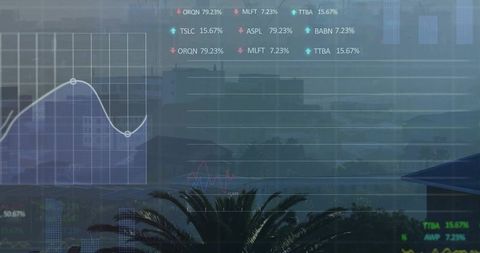 Modern Financial Chart with Data Visualization over Urban Landscape