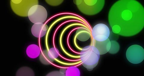 Colorful Neon Circles with Abstract Light Bokeh - Download Free Stock Images Pikwizard.com