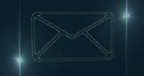 Digital envelope icon with futuristic light spots