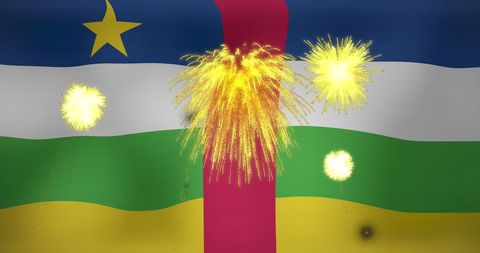 Celebratory Fireworks over Central African Republic Flag