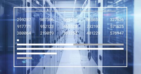 Digital Data Processing in Modern Server Room with Graphics Overlay - Download Free Stock Images Pikwizard.com