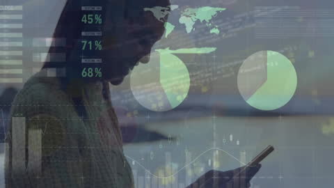 Technology-Focused Businesswoman Analyzing Data on Smartphone