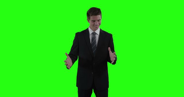 Business Professional in Suit Presenting on Green Screen - Download Free Stock Images Pikwizard.com