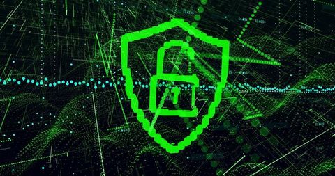 Digital Lock with Floating Binary Portals on Luminous Cybernetic Grid