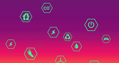 Eco-Friendly Digital Icons on Vibrant Gradient Background - Download Free Stock Images Pikwizard.com