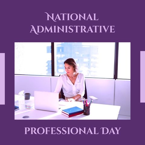 Businesswoman in office celebrating national administrative professional day