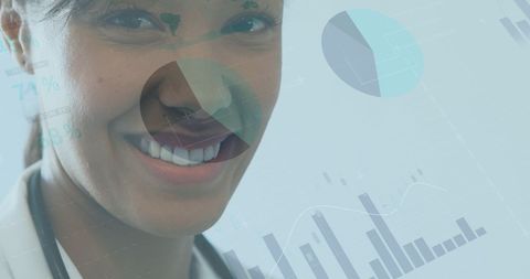 Smiling Doctor with Digital Data Interface Overlay