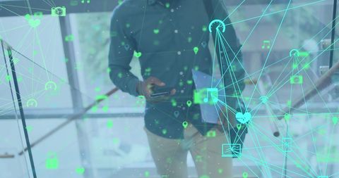 Digital Interface Concept and African American Businessman