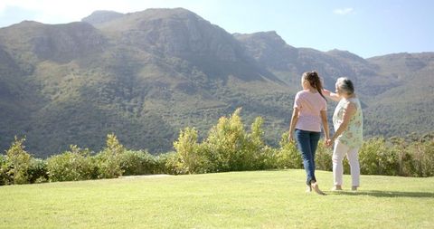 Generational Bonding: Strolling Through Mountain Beauty - Download Free Stock Images Pikwizard.com