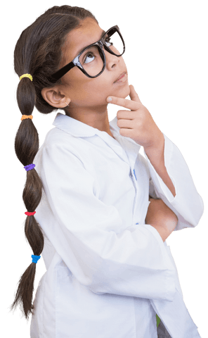 Curious Schoolgirl in Glasses Contemplating Transparent Background - Download Free Stock Videos Pikwizard.com