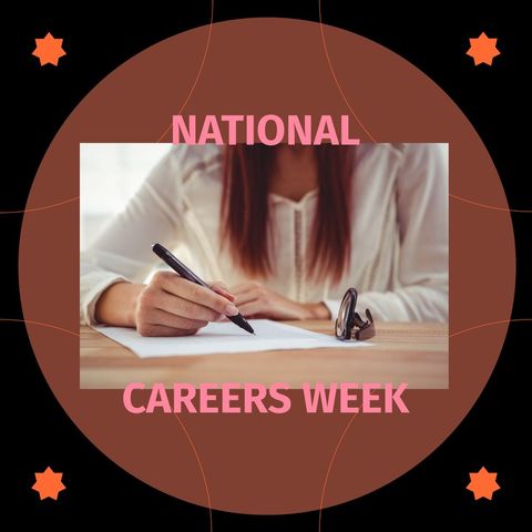 woman writing for national careers week symbolizing career development - Download Free Stock Templates Pikwizard.com