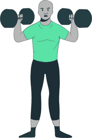 cartoon man lifting dumbbells in mint-green shirt on transparent background - Download Free Stock Videos Pikwizard.com