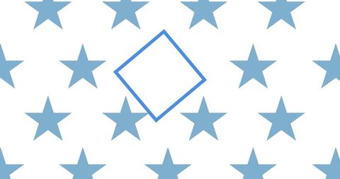 Repeat Blue Stars Pattern with Central Diamond on White Background
